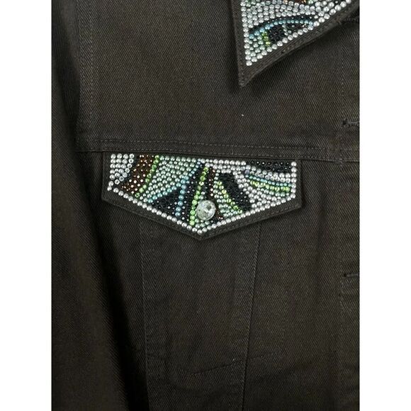Vintage Christine Alexander Jacket Womens Size S Brown Denim Bling - Picture 3 of 9